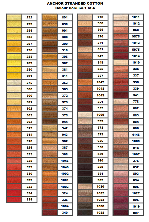 Anchor Stranded Color Chart 1