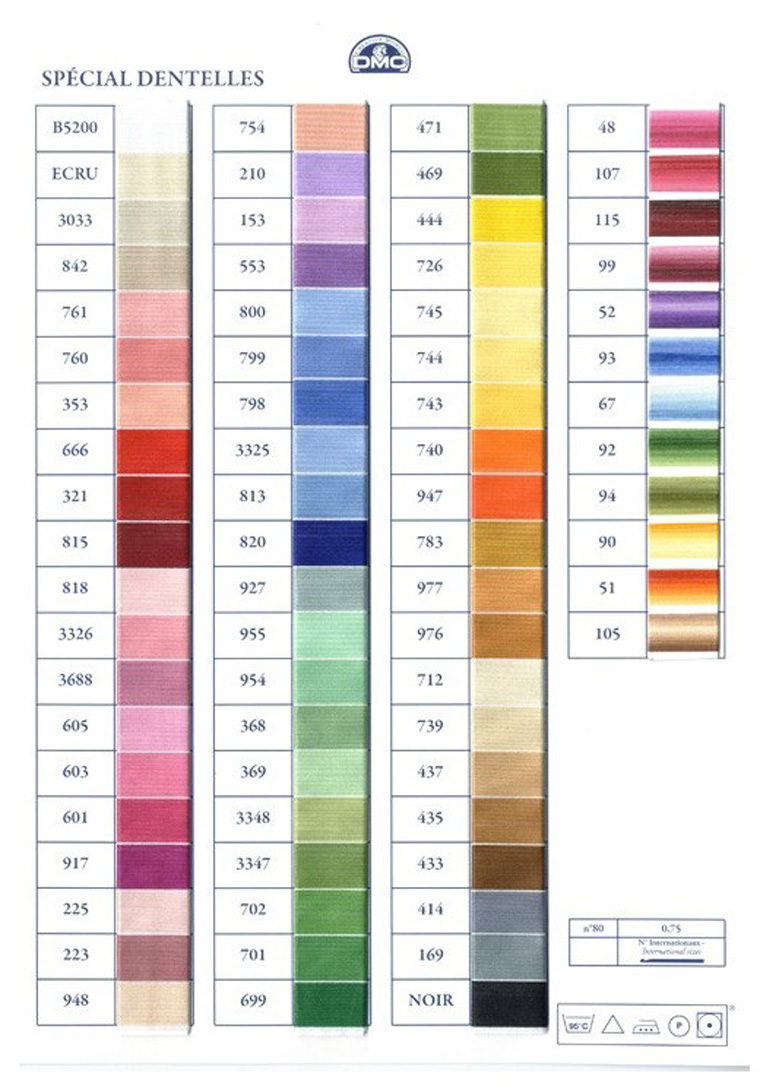 DMC Special Dentelles. Art.019 Color Chart 2