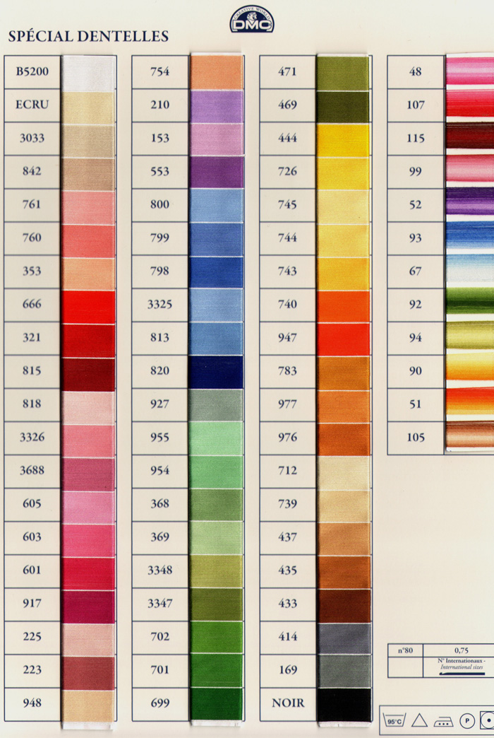 DMC Special Dentelles. Art.019 Color Chart