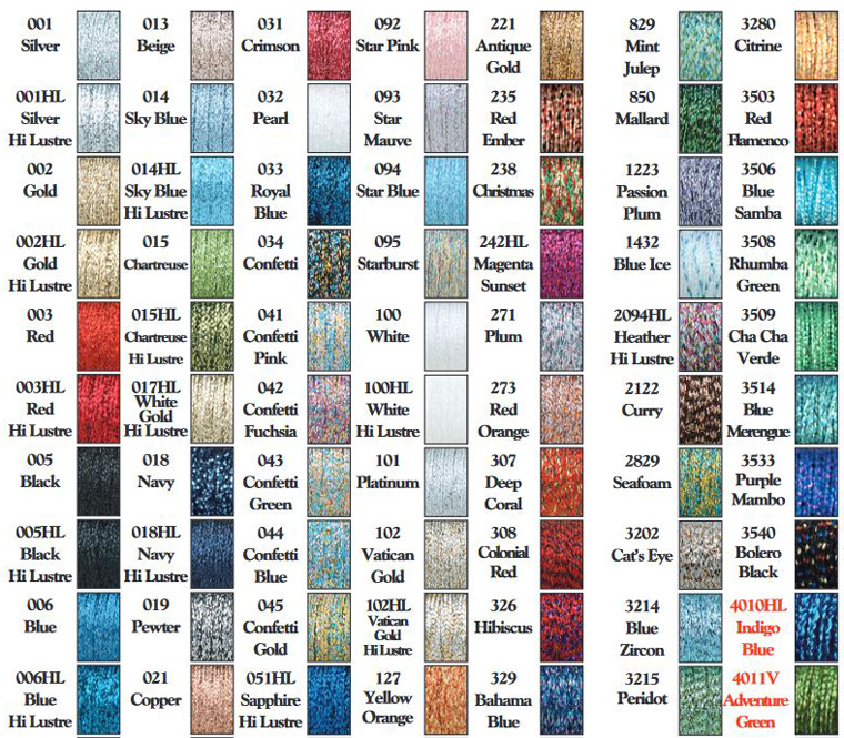 Madeira Metallic Thread Color Chart