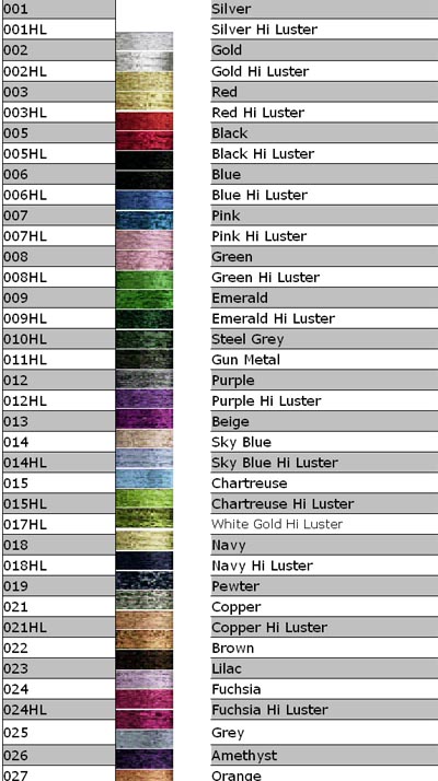 Kreinik Color Chart 1