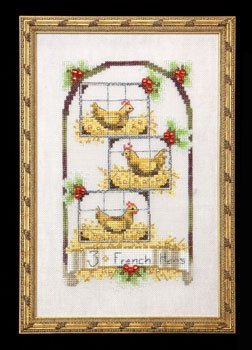 Three French Hens - 12 Days of Christmas - Cross Stitch