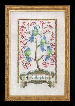 Four Calling Birds - 12 Days of Christmas - Cross Stitch