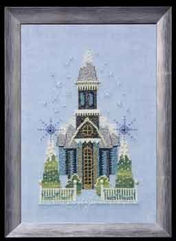 Little Snowy Blue Church - Cross Stitch Pattern