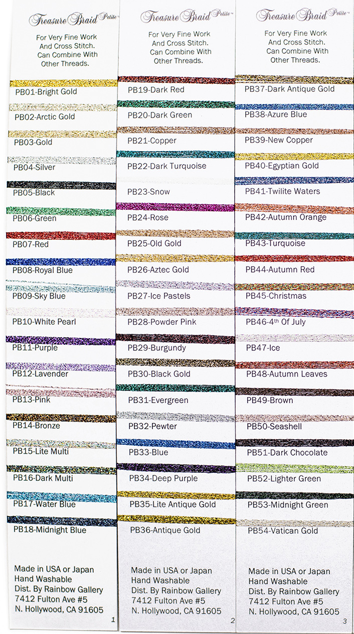 Rainbow Gallery Conversion Chart